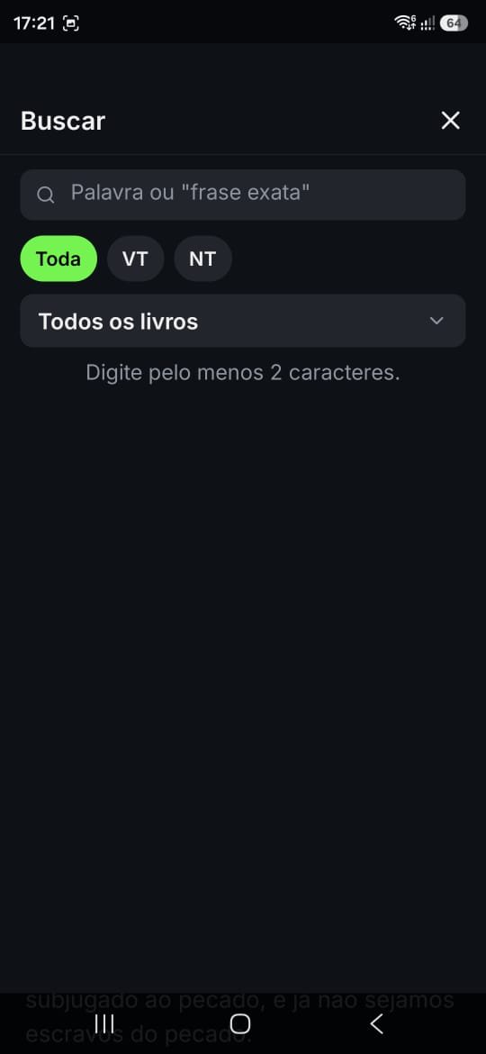 Busca na Bíblia por palavra ou frase, com filtro de testamento e livro
