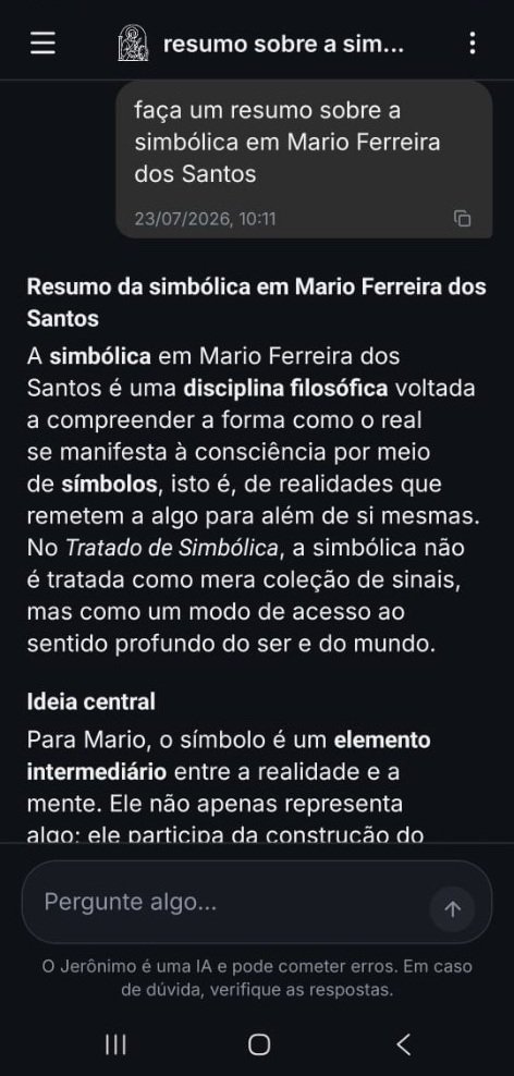 Chat do Jerônimo com resumo sobre a simbólica em Mario Ferreira dos Santos